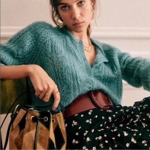 Sezane Alma cardigan NEW with tags s  blue paon